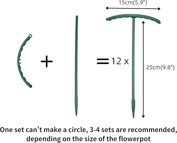 12Pcs Plant Support Plant Stake Half Round Plant Support Ring Garden Flower Support Plant Support Stakes for Tomato, Hydrangea, Indoor Plants (12PACK 14.5CMX25CM)