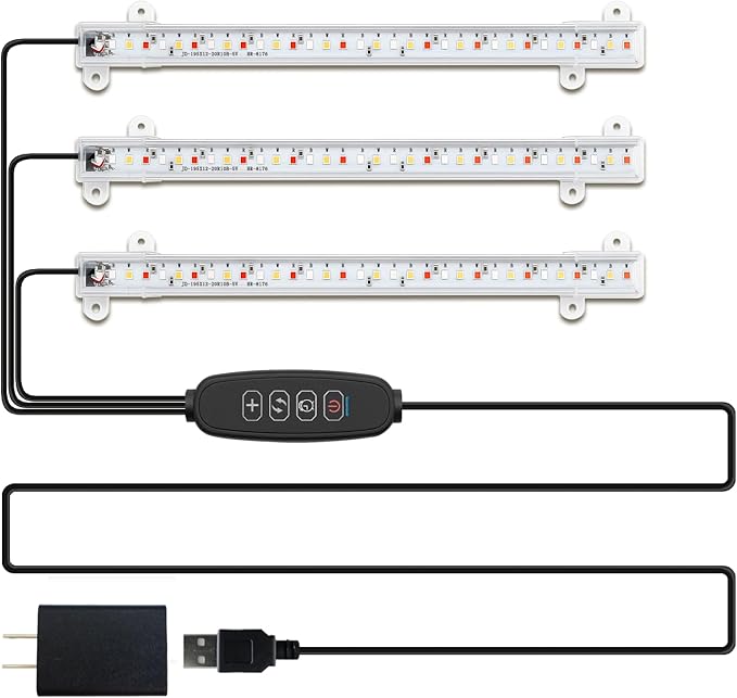 3-Head LED Grow Light for Indoor Plants, 10 Dimmable Levels & 3 Color Modes, Auto Timer (3/9/12H) for Hydroponics, Herbs, Succulents