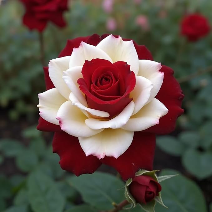 100pcs Rare Twin Red White Rose Seeds for Planting – Heirloom Perennial Climbing Roses, Fragrant Garden Flowers, Non-GMO, Ideal for Outdoor Gardens and Trellises