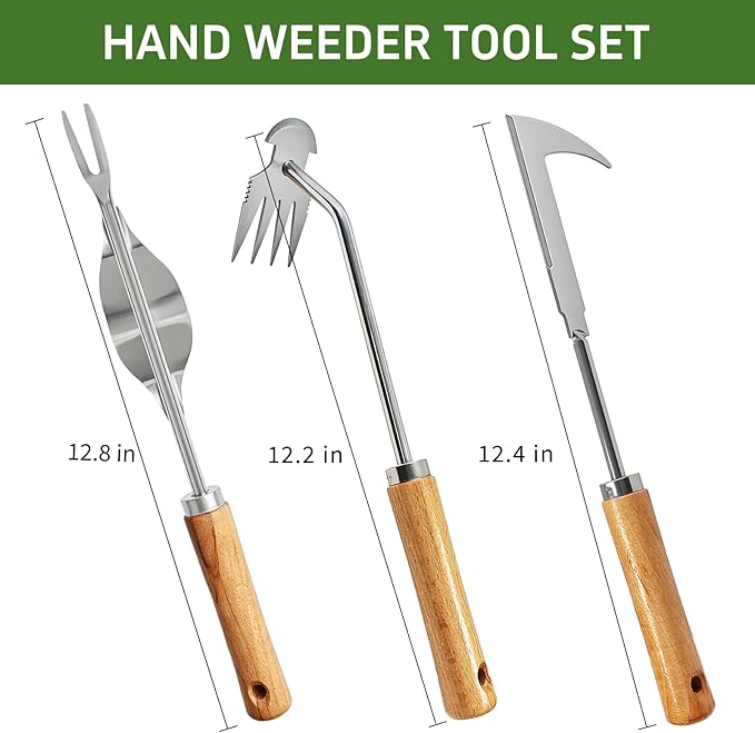 3PCS Weed Puller Tool, Garden Tool Set, Portable Garden Weeder Tool for Vegetable Gardening Backyard Farm Planting