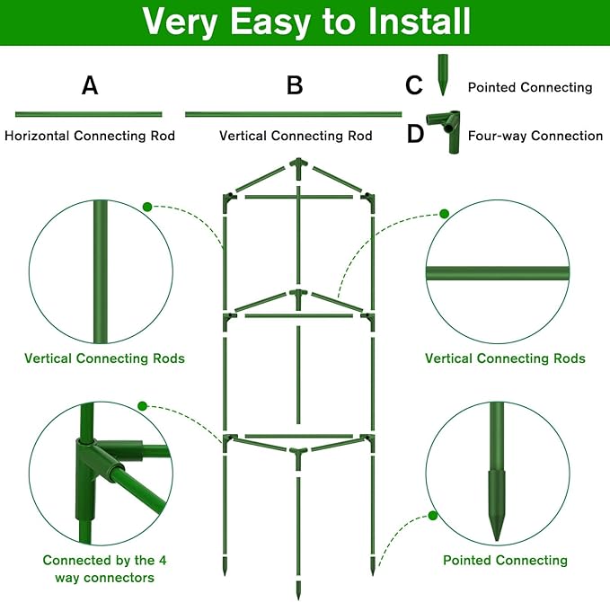 Tomato Cages for Garden, 3 Pack Tomato Cage Trellis, Garden Cage Heavy Duty Tomato Stake Support, Garden Stakes Plant Cage for Pots Plants Vegetables