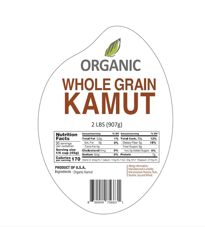 McCabe Organic Kamut - Kamut Grain Khorasan Wheat Berries | USDA and CCOF Certified | 2 lbs Pack of 2