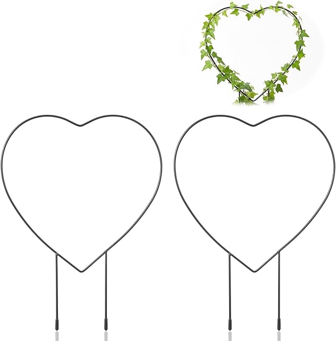 2PCS Heart Plants Trellis for Climbing Indoor, Small Trellis for Potted Plants 12.20 X 9.06inch, Plant Support Stake Houseplant for Garden Potted Plant, Hoya, Pothos, Flower