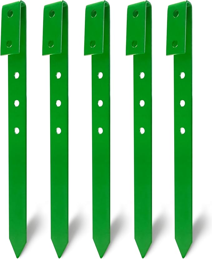 20Pcs Landscape Edging Garden Stakes,10 Inch Metal Garden Stakes,Fence Stakes,Metal Stakes for Edging,Terrace Board,Grass Barrier,Garden Edging Coil (Green2)