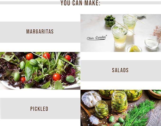 Cucamelon Seeds - Mexican Sour Gherkin - 100 Seeds - Heirloom, Non-GMO and Untreated, Excellent for Any Home Garden, Low Maintenance, Delicious Flavor
