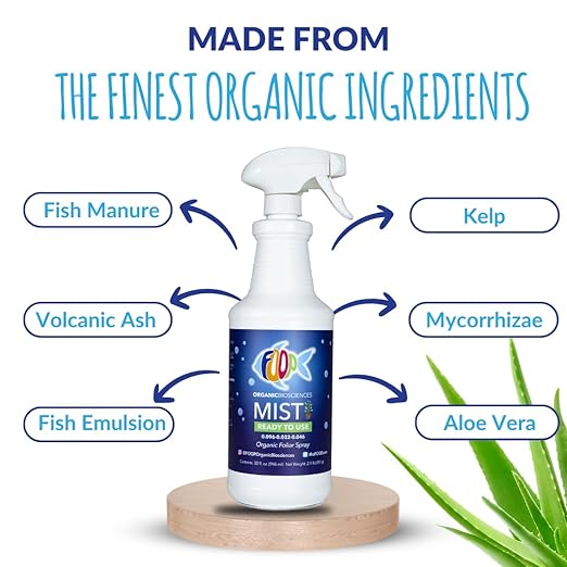 FOOP Mist - Organic Foliar Spray Made from Fish Manure (with Fresh Minty Scent) | Corrects & Prevents Plant Nutrient Deficiencies | Ready to Use, No Mixing Required (32oz)