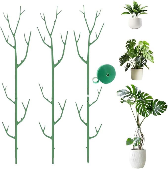5 Pack Stackable Monstera Plant Support, Garden Plant Stakes for Indoor Outdoor Plants, Climbing Plant Support Structures Moss Pole Monstera Plant Holder Sticks Support Tall Potted Plants (5 Pack)