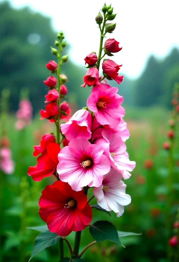 Seeds Assorted Colors Hollyhock Flowers 30 Seeds to Grow Stock-Rose Elegant Mix Perennial Plant in Spring or Fall