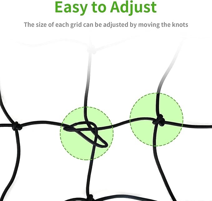 iPower 3x3FT Elastic Trellis Netting, Heavy-Duty Plant Net with Hooks, Flexible Hydroponics Support for Indoor Plants, Gardening, Vegetables, Black