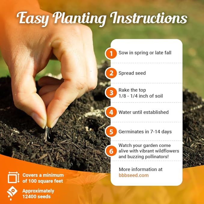 Monarch Butterfly Rescue Wildflower Seed Packet - 1oz, Open-Pollinated Wildflower, No Fillers, Annuals, Perennials and Milkweed Seeds for Monarch Butterfly 1oz