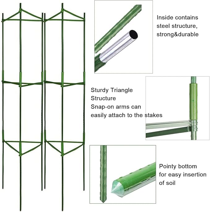 4 Pack Tomato Cage Plant Support Assembled -48inch Vegetable Trellis,Assembled Multi-Functional Garden Trellis Garden Trellis for Climbing Vegetables,Climbing Plants, Vegetables, Flowers, Fruits, Vine
