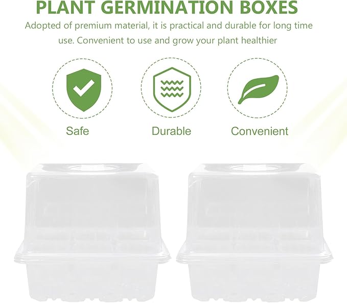 Yardwe 3pcs Plant Germination Boxes with 6 Holes, Thickened and Heightened Nursery Trays for Seedling Growth, Moisture and Heat Retention Planting Supplies for Garden and Greenhouse Use