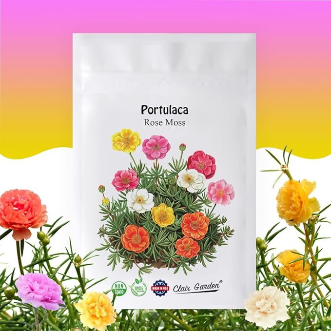 Moss Rose - Portulaca Grandiflora - 5,000+ Seeds - Mixed Colors, Heirloom, Non-GMO, Excellent for Pollinators, Annual - Vibrant Flowers with Heat & Drought Tolerance for Any Home Garden