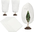 6 PCS Plant Covers Freeze Protection, 47.2"x31.5" Frost Blankets with Zipper Drawstring Reusable Winter Plant Protectors Bag Covers for Outdoor Garden Trees, Shrubs Cover for Frost Cold Pest, White