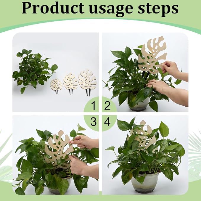FINGERINSPIRE 3 PCS Wooden Plant Trellises 3 Size Monstera Leaf Shape Floral White Houseplant Trellis for Indoor Climbing Plants Garden Plant Trellis Support for Ivy Flowers Outdoor Potted Plants