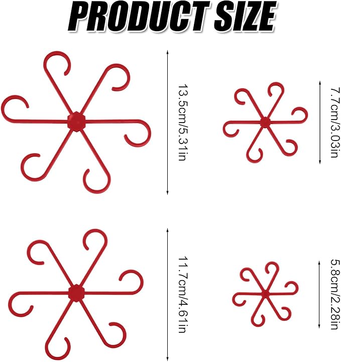 4pcs Plant Stem Supports, Plastic Houseplant Climbing Holders Stabilizer Reusable Small Climbers Flower Plant Stakes Trellis Stem Hook Growth Accessories for Indoor Monstera (Red)