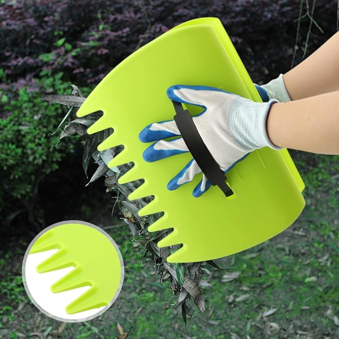 2 Set Leaf Scoops Hand Rake, Leaf Scoops and Claws with 2 Pairs Gloves, Lightweight Plastic Hand Held Rakes Yard Scoop for Picking up Leaves Garden Rubbish Yard Waste