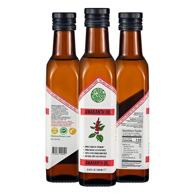 Siberian Green Amaranth Oil – 250ml Single Varietal Seed Oil – Extra Virgin Unrefined Cold Pressed Ideal for Skin Care Hydration Elasticity