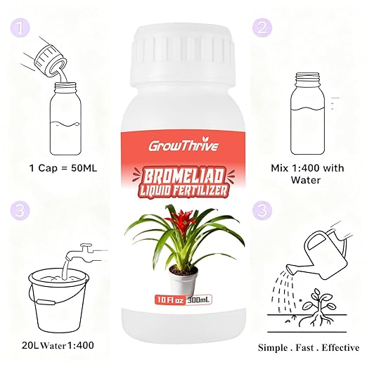 Bromeliad Liquid Fertilizer – 10 oz Organic Plant Food for Bromeliads, Air Plants & Tillandsia | Natural Probiotic Formula, Enhances Leaf Growth, Root Strength & Flower Color