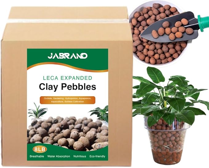 Jabrand Jabrand LECA 8LBS Clay Pebbles, Organic Expanded Clay Pebbles 4mm-16mm Hydroponics Supplies Aquaponics Orchid for Indoor and Outdoor Garden Plants