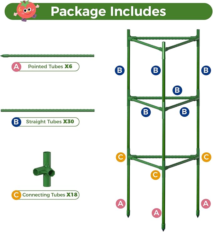 2 PCS Extra Wide Tomato Cages for Garden Up to 47.2'',Tall Metal Plant Supports for Raised Garden Bed, Foldable & Sturdy Steel Stake Cages for Tomato, Eggplant,Pepper, Pea﻿