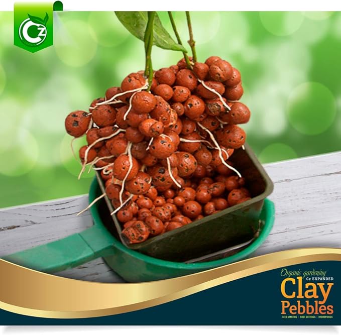 Expanded Clay Pebbles Grow Media for Orchids, NFT DWC Hydroponics, Aquaponics, Aquaculture LECA Plant Garden Soil Conditioner Amendment Ceramsite Aggregate (4 LB Cz Expanded Clay Pellets)