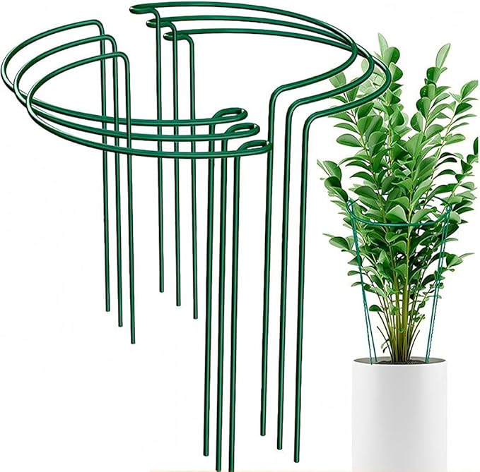 TUKIU 6 Pack 13 Inch Plant Stakes, Metal Peony Cages and Supports, Garden Stakes Plant Support Cage, Plant Support Ring Border for Peony Tomato,Hydrangea,Flower Indoor Outdoor (7.8" W x 13" H)