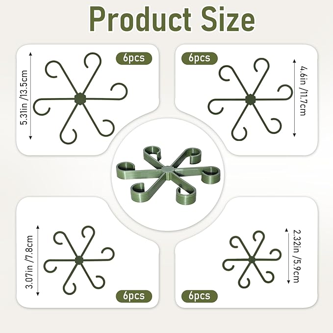 24PCS Forest Green Plant Stem Support, Invisible Stem Supports for Indoor Plants, Monstera Plant Support for Healthy Growth, 4 Sizes Climbing Houseplant Holders, Reusable Plant Accessories