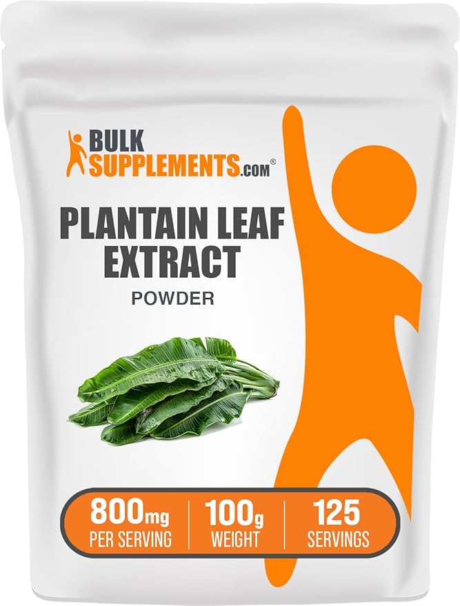 BulkSupplements.com Plantain Leaf Extract Powder - Plantain Leaf Powder - Herbal Supplement, Gluten Free, 800mg per Serving, 100g (3.5 oz) (Pack of 1)