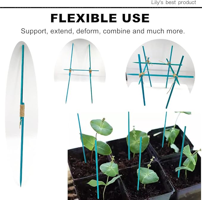 HOPELF 50 Pack 12" Bamboo Plant Stakes for Wood Garden Sticks，Wooden Plant Supports，Indoor Gardening Plant Supports，Floral Plant Support ，Potted Plants，Crafts, More Size Choices 8"/12"/16"