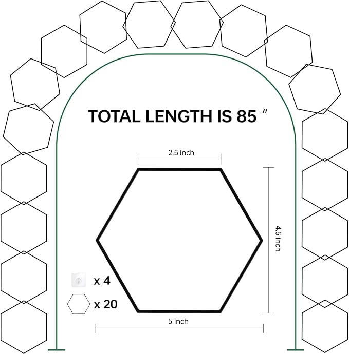20pcs Chain Trellis for Climbing Plants Indoor, Metal Hexagonal Wall Plant Support Accessories for Vine Growth, Ivy, Pothos Live Plant Climber