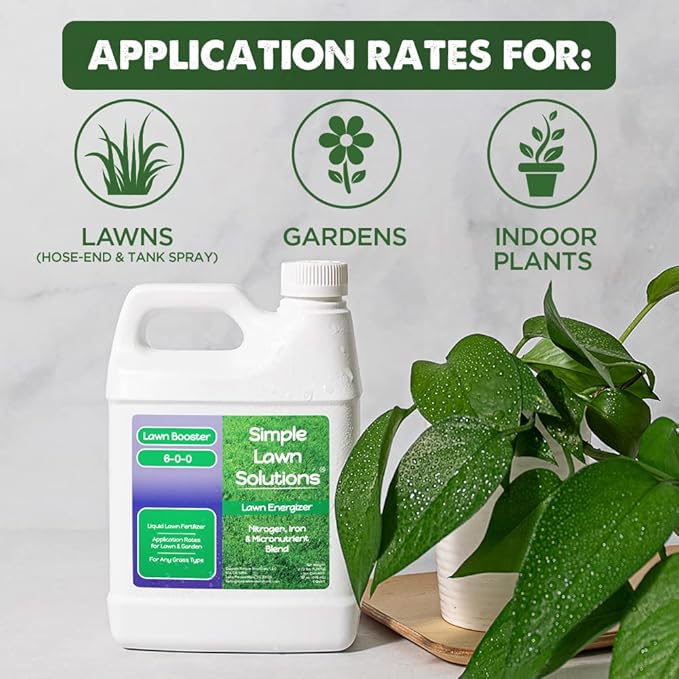 Commercial Grade Lawn Energizer Iron Nitrogen Micronutrient Booster - Liquid Turf Concentrated Fertilizer - Lawn, Garden, and Indoor Plants - Any Grass Type - Simple Lawn Solutions- 1 Quart