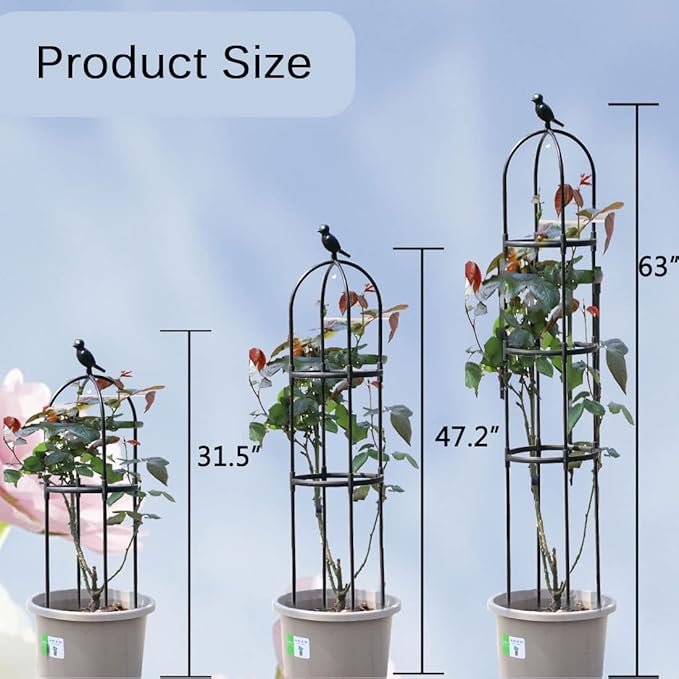 Garden Trellis for Climbing Plants Outdoor, Metal Plant Trellis with PE Coated, Rustproof Plant Support for Flowers Vegetable Vine, Tomato cage for Potted Plants Indoor Outdoor,Lightweight - 1 Pack