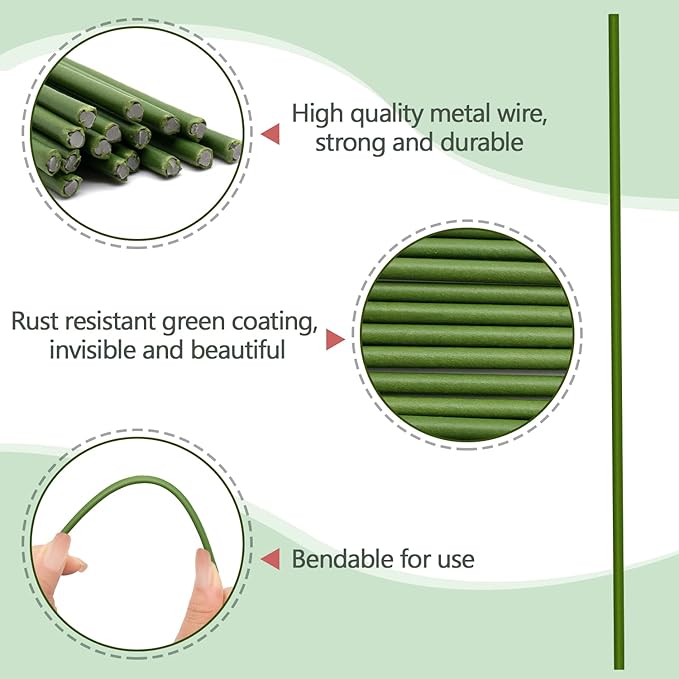20Pcs Plant Stakes,Plant Sticks,Garden Green Bendable Single Stem Plant Support Stakes for Indoor and Outdoor Plants,Potted Plants,Flowers Orchid Peony Rose-16 Inches