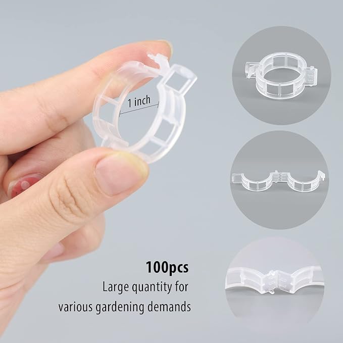 Tomato Clips, 100 Pcs Support Clips, Plastic Trellis Clips, Garden Clips to Grow Upright Makes Plants Healthier for Tomato Cucumber Grape Vegetables Plants
