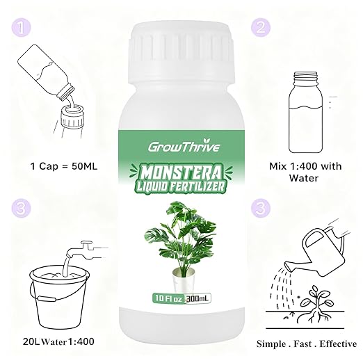 Organic Monstera Plant Food & Liquid Fertilizer (10 oz) - Probiotic Nutrient Solution for Vibrant Leaves & Root Growth - Indoor Plant Care