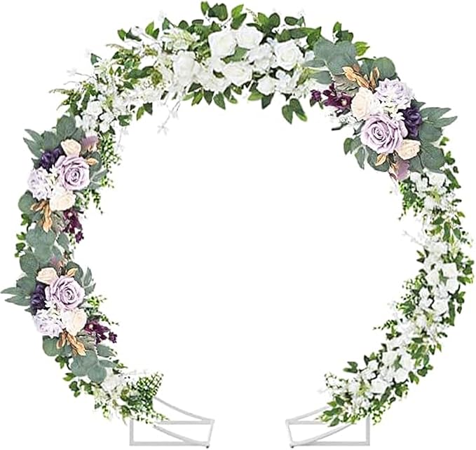 Metal Arch for Ceremony,6.5 Feet Double Round Backdrop Stand,Circle Balloon Arch Stand with Base for Wedding Birthday Party Baby Shower Decoration,Indoor and Outdoor,White
