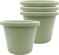 The HC Companies 8.5 Inch Classic Round Planter Pots with Drainage, Rolled Rim Plastic Planters for Indoor & Outdoor Plants, 4-Pack Decorative Flower Pots for Garden, Office & Home Decor, Seafoam