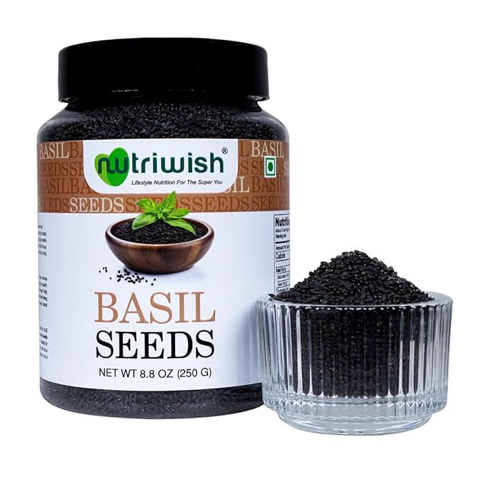 Basil Seeds (Sabja/Tukmaria), 250 g | 100% Natural, Raw & Gluten-Free Superfood | Ideal for Smoothies, Drinks, Desserts, Salads & Daily Nutrition