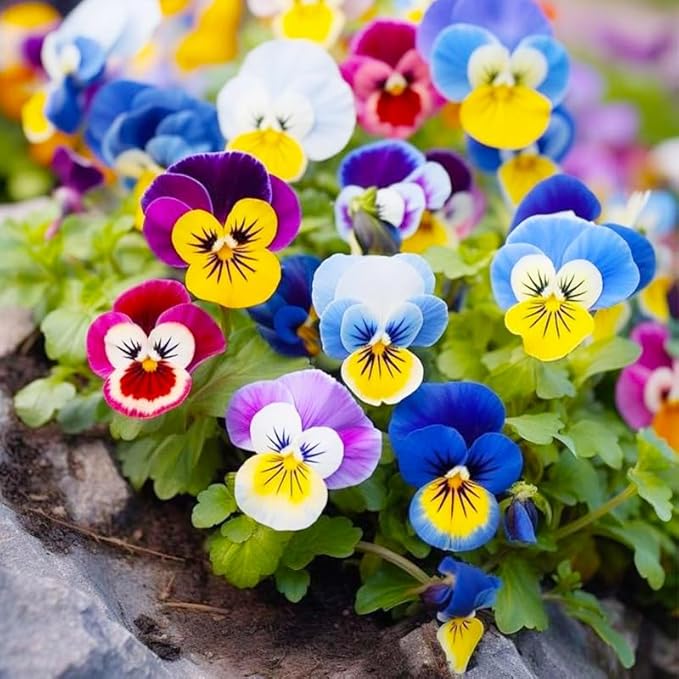 1100+ Mixed Pansy Seeds for Planting - Viola Pansy Seeds Non-GMO Heirloom Flower Seeds Attract Butterflies & Open Pollinated