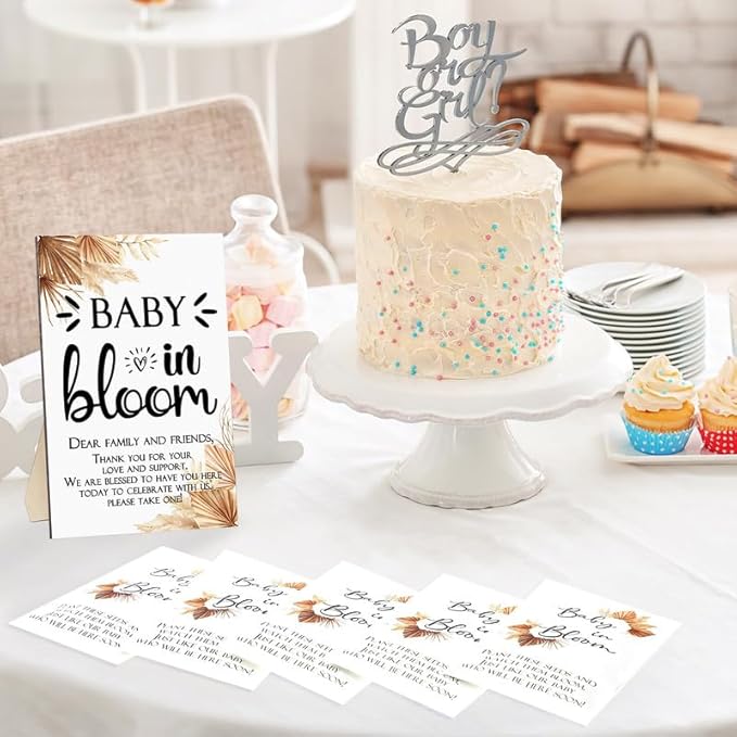 Maitys 100 Pcs Baby Shower Seed Packets Favors for Guests Baby in Bloom Wooden Sign Self Adhesive Envelopes Packet Storage Decor, No Seeds(Boho Style)
