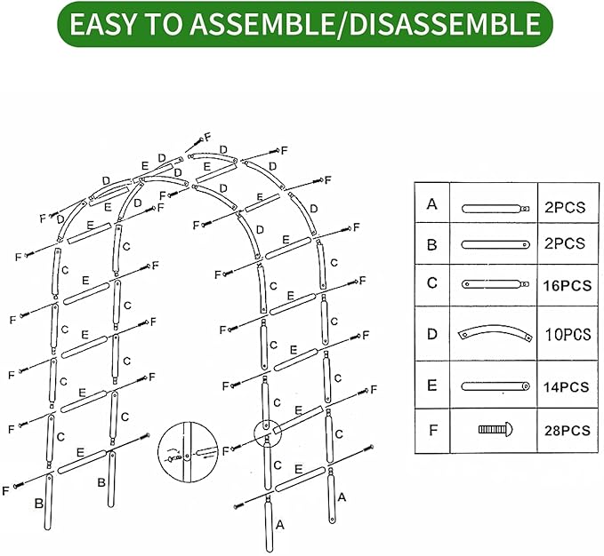 Iron Pergola Arbor Practical, 7.9 Feet High x 4.6 Feet Wide, Assemble Easily for Various Climbing Plant Wedding Garden Arch Bridal Party Decoration Wide Arbor