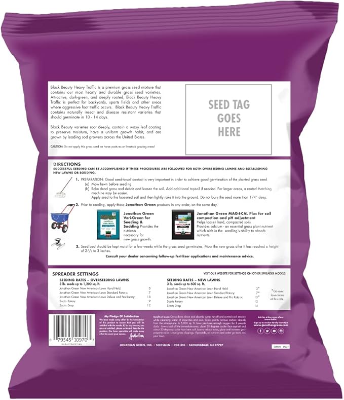 Jonathan Green (10970) Black Beauty Heavy Traffic Grass Seed - Cool Season Lawn Seed (3 lb)