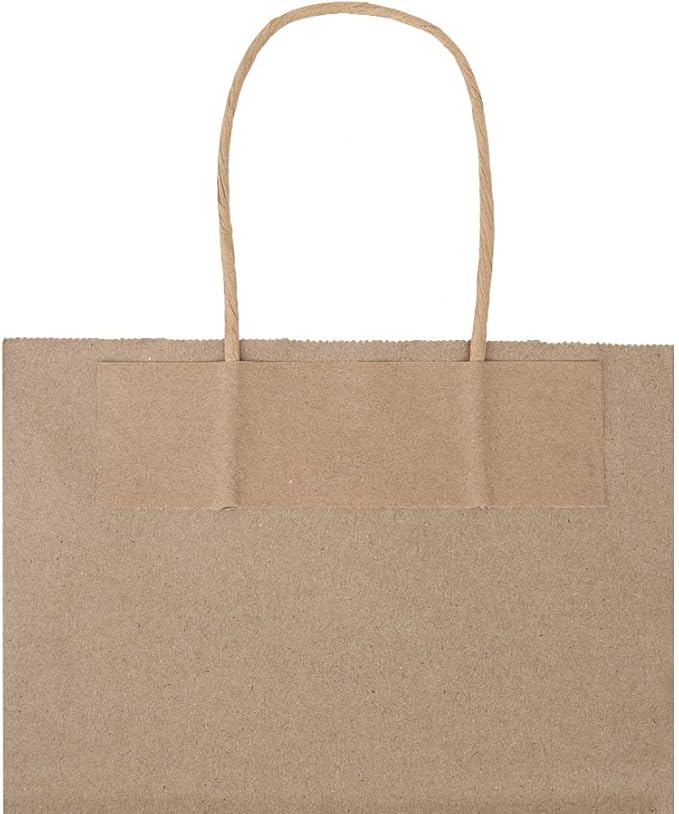 bagmad 100 Pack Multicolour Medium Gift Bags with Handles Bulk, 8x4.75x10 Inch White/Black/Green/Blue/Red Each 20pcs Kraft Birthday Party Favors Grocery Retail Shopping Craft Paper Bags (Multi Colored)
