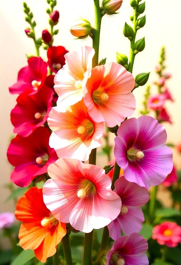 Seeds Assorted Colors Hollyhock Flowers 30 Seeds to Grow Stock-Rose Elegant Mix Perennial Plant in Spring or Fall