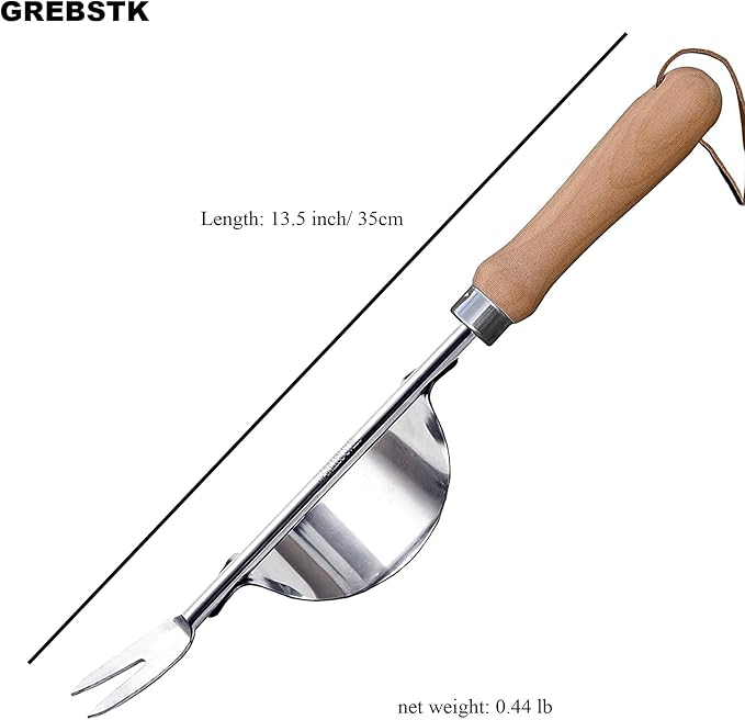 GREBSTK Hand Fork Stainless Steel Beech Handle Garden Tool Hand Weeder Fork for Aerating, Planting, Spreading Mulch, Weeding, Loosening, Transplanting Soil