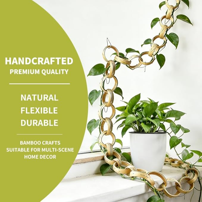 Chain Trellis for Climbing Plants 20 Pcs Natural Bamboo Trellis, Golden Handwoven, 6 Ft Indoor & Outdoor House Plant Accessories, Monstera, Pothos, Ivy, Garden Wall Trellis & Plant Vine Support