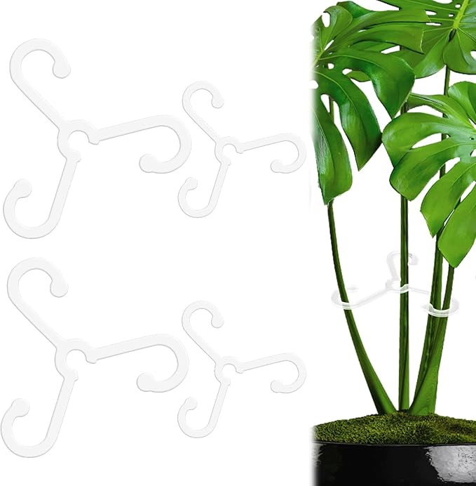 BOXOB 4pcs Plant Stem Supports, Reusable Houseplant Acrylic Stabilizer Grapple Holder 2 Sizes Leaf Support for Thriving Growth Indoor/Outdoor Monstera & Climbing Plants Flowers