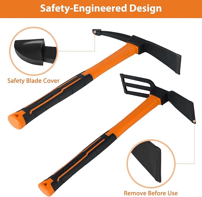 2pcs Garden Tools Comfortable Handle Hoes for Garden Work Carbon Steel Outdoor Tools（Orange）