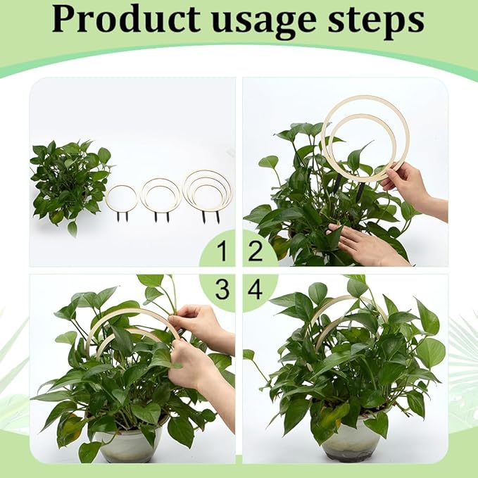 FINGERINSPIRE 3 PCS Circle Indoor Plant Trellises 3 Sizes Floral White Wooden Houseplant Trellis for Indoor Climbing Plants Round Garden Trellis Plant Support for Ivy Flowers Outdoor Potted Plants